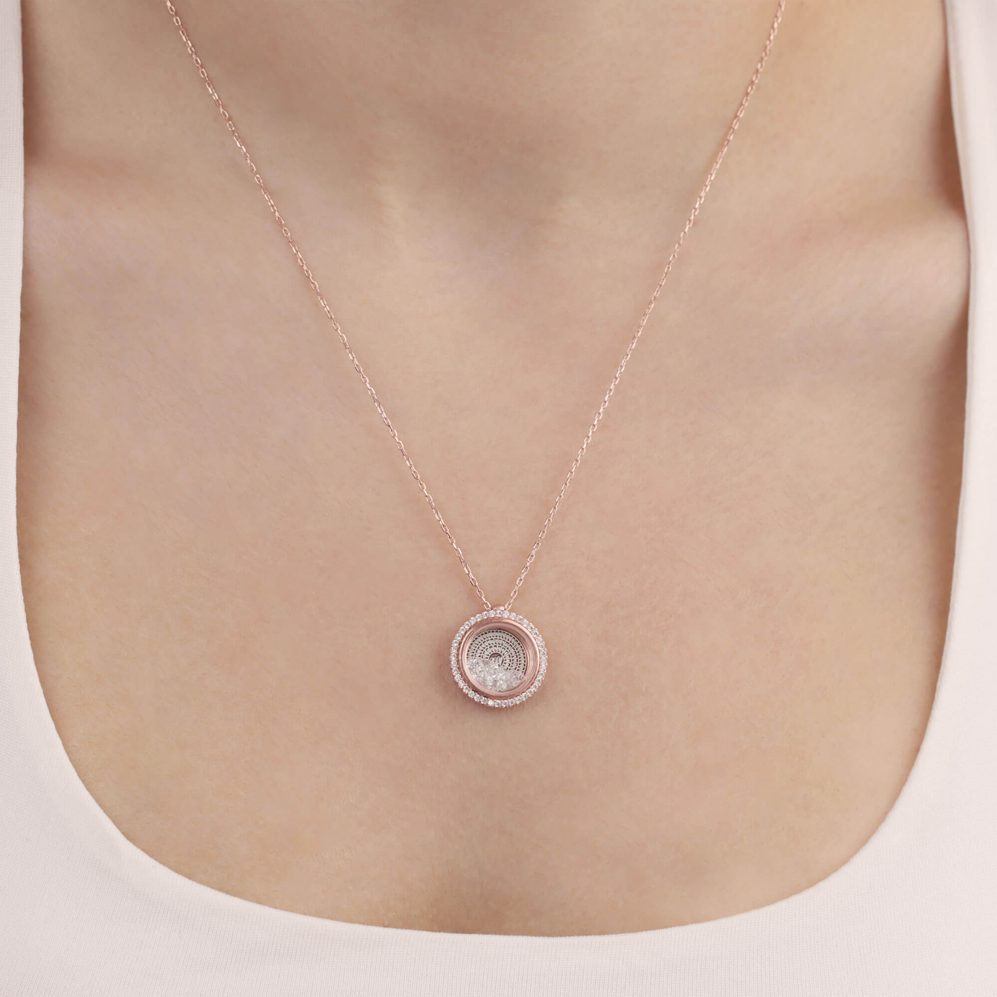 Esma'ül Hüsna Rose Gümüş Kolye (1.2 cm)