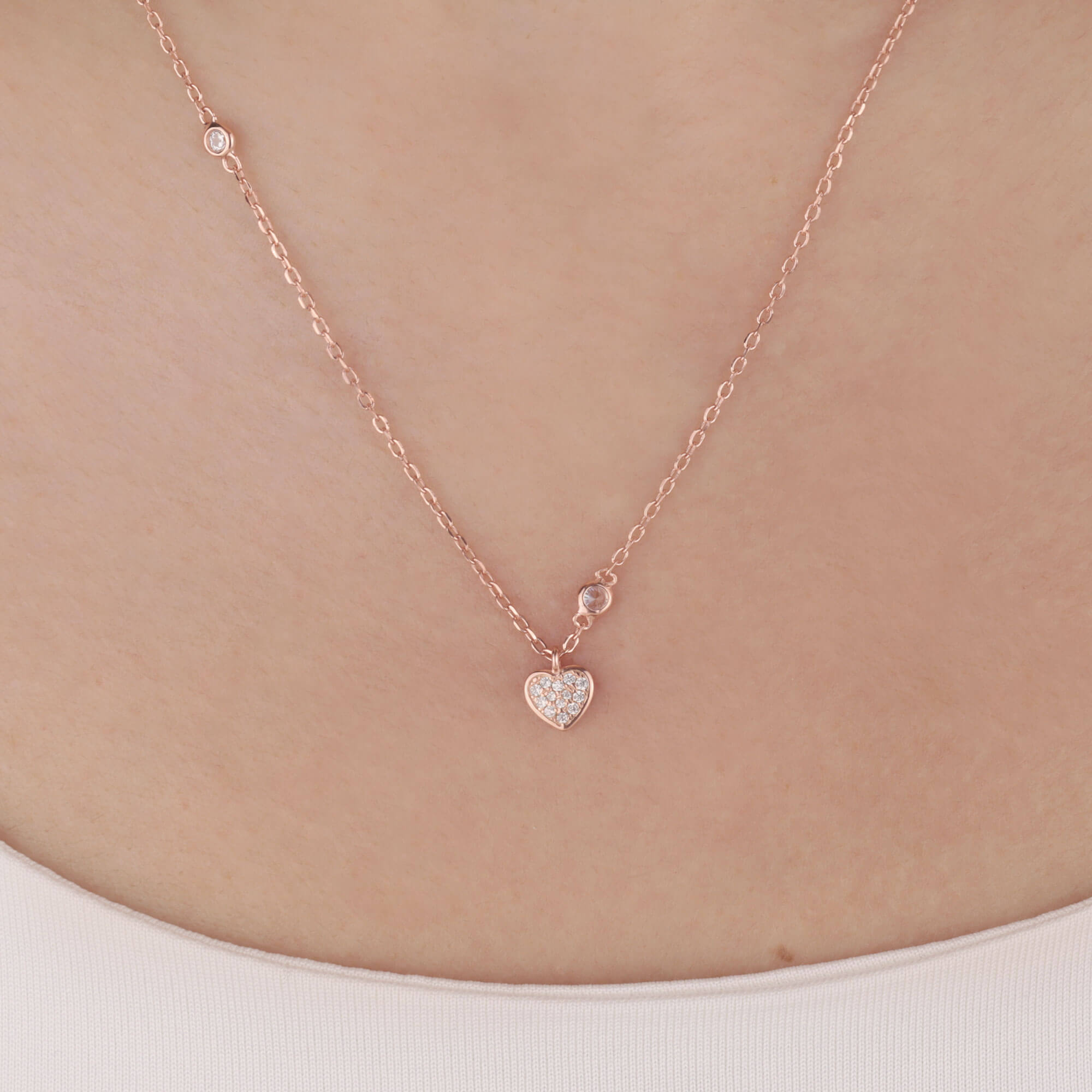 Minimal Rose Kalp Gümüş Kolye Minimal Rose Kalp Gümüş Kolye