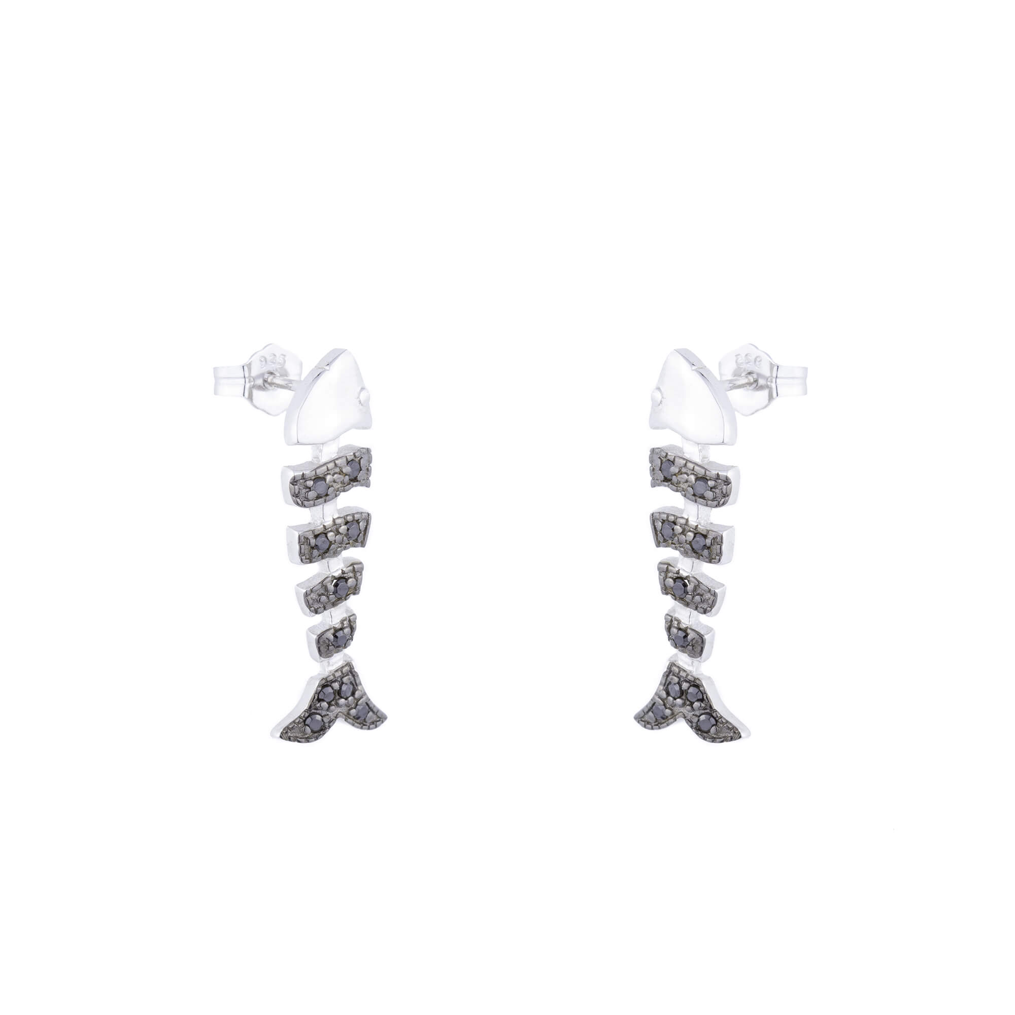 Onix Taşlı Balık Kılçık Gümüş Küpe Onix Taşlı Balık Kılçık Gümüş Küpe