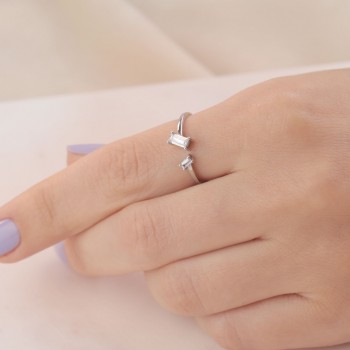 2'li Mini Baget Gümüş Yüzük