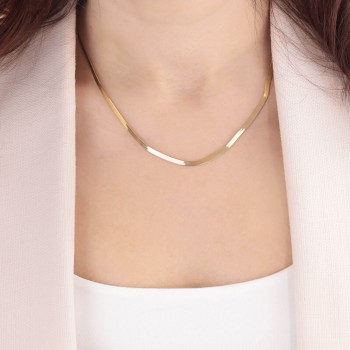 İtalyan Ezme Gold Gümüş Zincir (45 cm)